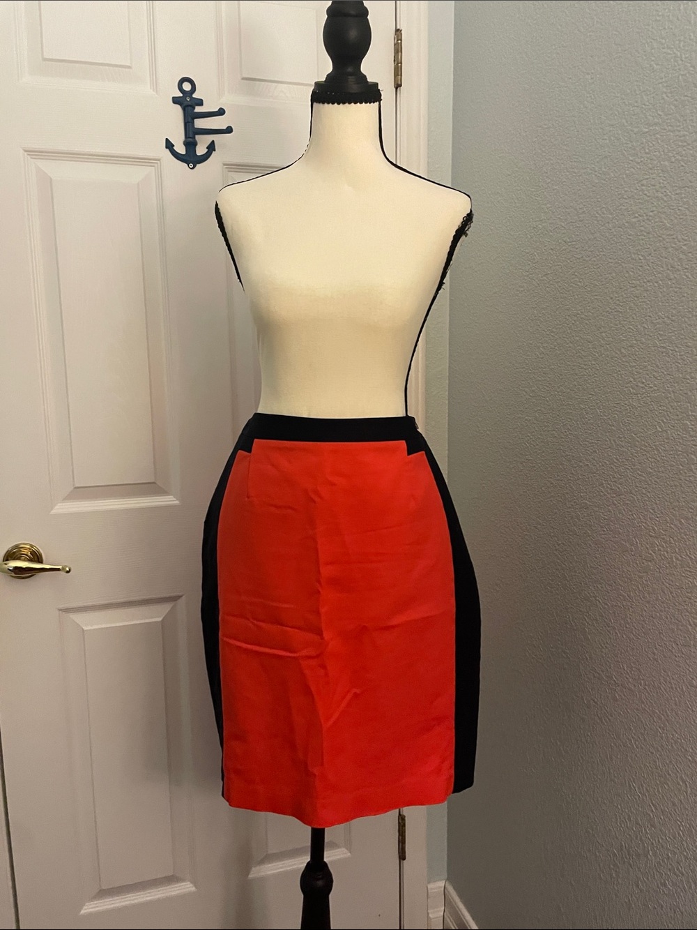 Worthington Bold Orange and Navy Blue Pencil Skirt